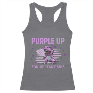Purple Up For Military Kids Racerback Tank Top Military Child Month Dinosaur American Flag TS02 Charcoal Print Your Wear