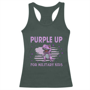 Purple Up For Military Kids Racerback Tank Top Military Child Month Dinosaur American Flag TS02 Dark Forest Green Print Your Wear