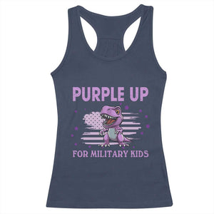 Purple Up For Military Kids Racerback Tank Top Military Child Month Dinosaur American Flag TS02 Navy Print Your Wear