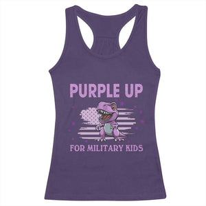 Purple Up For Military Kids Racerback Tank Top Military Child Month Dinosaur American Flag TS02 Purple Print Your Wear
