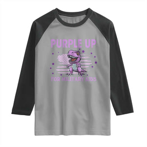 Purple Up For Military Kids Raglan Shirt Military Child Month Dinosaur American Flag TS02 Sport Gray Black Print Your Wear