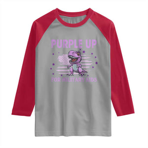 Purple Up For Military Kids Raglan Shirt Military Child Month Dinosaur American Flag TS02 Sport Gray Red Print Your Wear