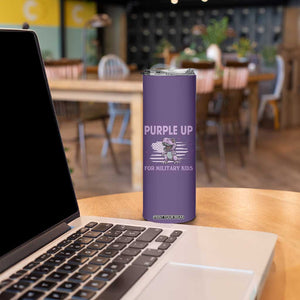Purple Up For Military Kids Skinny Tumbler Military Child Month Dinosaur American Flag TS02 Print Your Wear