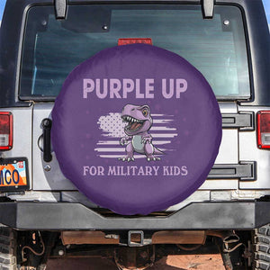 Purple Up For Military Kids Spare Tire Cover Military Child Month Dinosaur American Flag TS02 No hole Purple Print Your Wear