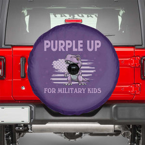 Purple Up For Military Kids Spare Tire Cover Military Child Month Dinosaur American Flag TS02 Purple Print Your Wear