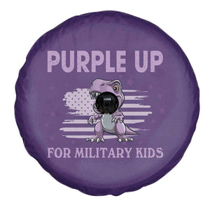 Purple Up For Military Kids Spare Tire Cover Military Child Month Dinosaur American Flag TS02 Print Your Wear