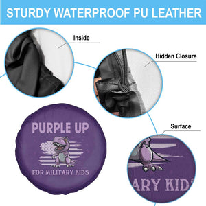 Purple Up For Military Kids Spare Tire Cover Military Child Month Dinosaur American Flag TS02 Print Your Wear