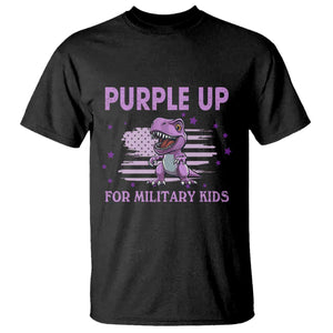 Purple Up For Military Kids T Shirt Military Child Month Dinosaur American Flag TS02 Black Print Your Wear