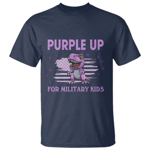 Purple Up For Military Kids T Shirt Military Child Month Dinosaur American Flag TS02 Navy Print Your Wear