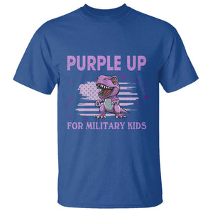 Purple Up For Military Kids T Shirt Military Child Month Dinosaur American Flag TS02 Royal Blue Print Your Wear