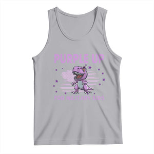 Purple Up For Military Kids Tank Top Military Child Month Dinosaur American Flag TS02 Athletic Heather Print Your Wear