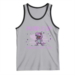 Purple Up For Military Kids Tank Top Military Child Month Dinosaur American Flag TS02 Athletic Heather Black Print Your Wear