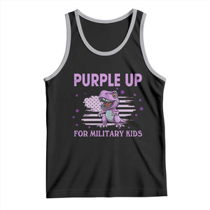 Purple Up For Military Kids Tank Top Military Child Month Dinosaur American Flag TS02 Black Athletic Heather Print Your Wear