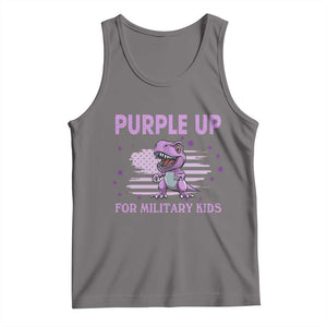 Purple Up For Military Kids Tank Top Military Child Month Dinosaur American Flag TS02 Deep Heather Print Your Wear