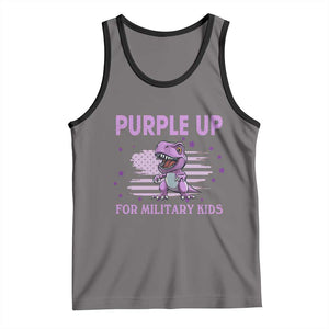 Purple Up For Military Kids Tank Top Military Child Month Dinosaur American Flag TS02 Deep Heather Black Print Your Wear