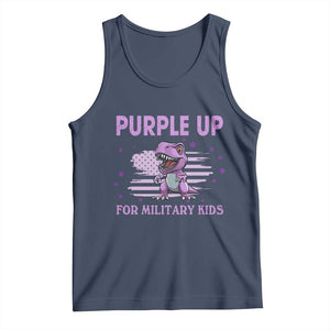 Purple Up For Military Kids Tank Top Military Child Month Dinosaur American Flag TS02 Navy Print Your Wear