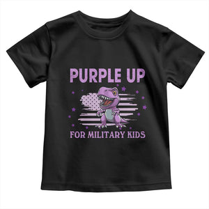 Purple Up For Military Kids Toddler T Shirt Military Child Month Dinosaur American Flag TS02 Black Print Your Wear