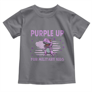Purple Up For Military Kids Toddler T Shirt Military Child Month Dinosaur American Flag TS02 Charcoal Print Your Wear