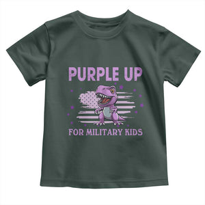 Purple Up For Military Kids Toddler T Shirt Military Child Month Dinosaur American Flag TS02 Dark Forest Green Print Your Wear