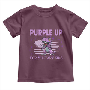 Purple Up For Military Kids Toddler T Shirt Military Child Month Dinosaur American Flag TS02 Maroon Print Your Wear
