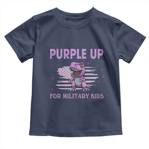 Purple Up For Military Kids Toddler T Shirt Military Child Month Dinosaur American Flag TS02 Navy Print Your Wear
