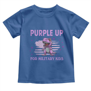 Purple Up For Military Kids Toddler T Shirt Military Child Month Dinosaur American Flag TS02 Royal Blue Print Your Wear