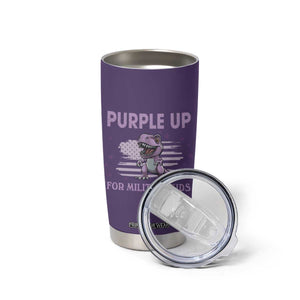 Purple Up For Military Kids Tumbler Cup Military Child Month Dinosaur American Flag TS02 Print Your Wear