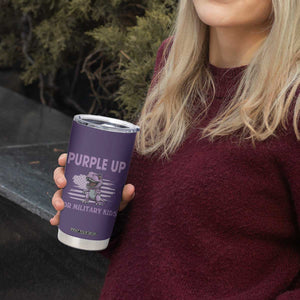 Purple Up For Military Kids Tumbler Cup Military Child Month Dinosaur American Flag TS02 Print Your Wear