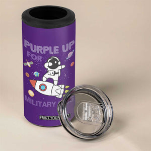 Purple Up For Military Kids 4 in 1 Can Cooler Tumbler Military Child Month Astronaut Outer Space TS02 Print Your Wear