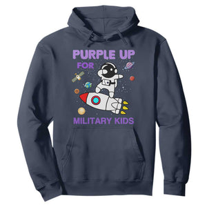 Purple Up For Military Kids Hoodie Military Child Month Astronaut Outer Space TS02 Navy Print Your Wear