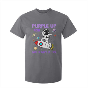Purple Up For Military Kids T Shirt For Kid Military Child Month Astronaut Outer Space TS02 Charcoal Print Your Wear