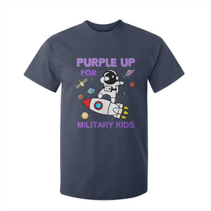 Purple Up For Military Kids T Shirt For Kid Military Child Month Astronaut Outer Space TS02 Navy Print Your Wear