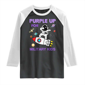 Purple Up For Military Kids Raglan Shirt Military Child Month Astronaut Outer Space TS02 Black White Print Your Wear