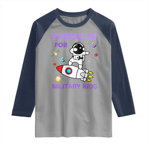 Purple Up For Military Kids Raglan Shirt Military Child Month Astronaut Outer Space TS02 Sport Gray Navy Print Your Wear