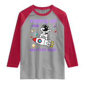 Purple Up For Military Kids Raglan Shirt Military Child Month Astronaut Outer Space TS02 Sport Gray Red Print Your Wear