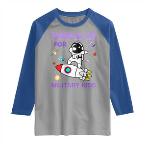 Purple Up For Military Kids Raglan Shirt Military Child Month Astronaut Outer Space TS02 Sport Gray Royal Print Your Wear