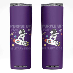 Purple Up For Military Kids Skinny Tumbler Military Child Month Astronaut Outer Space TS02 Purple Print Your Wear