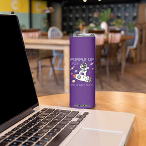 Purple Up For Military Kids Skinny Tumbler Military Child Month Astronaut Outer Space TS02 Print Your Wear