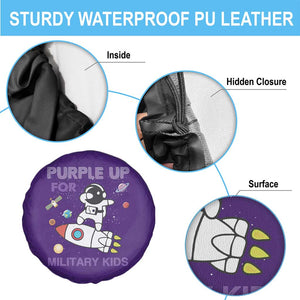 Purple Up For Military Kids Spare Tire Cover Military Child Month Astronaut Outer Space TS02 Print Your Wear