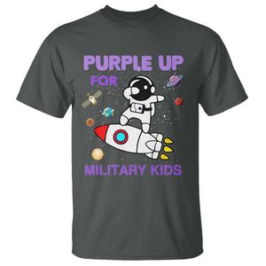 Purple Up For Military Kids T Shirt Military Child Month Astronaut Outer Space TS02 Dark Heather Print Your Wear