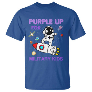 Purple Up For Military Kids T Shirt Military Child Month Astronaut Outer Space TS02 Royal Blue Print Your Wear