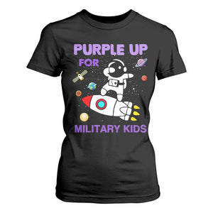 Purple Up For Military Kids T Shirt For Women Military Child Month Astronaut Outer Space TS02 Black Print Your Wear