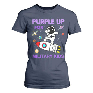 Purple Up For Military Kids T Shirt For Women Military Child Month Astronaut Outer Space TS02 Navy Print Your Wear