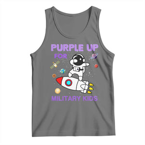 Purple Up For Military Kids Tank Top Military Child Month Astronaut Outer Space TS02 Black Heather Print Your Wear