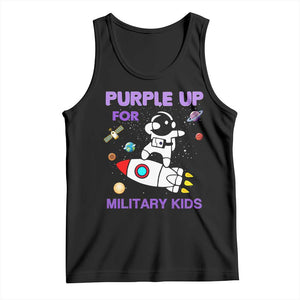 Purple Up For Military Kids Tank Top Military Child Month Astronaut Outer Space TS02 Black Print Your Wear