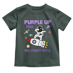 Purple Up For Military Kids Toddler T Shirt Military Child Month Astronaut Outer Space TS02 Dark Forest Green Print Your Wear