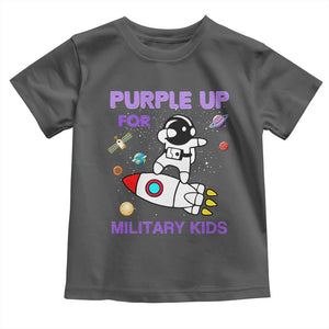 Purple Up For Military Kids Toddler T Shirt Military Child Month Astronaut Outer Space TS02 Dark Heather Print Your Wear