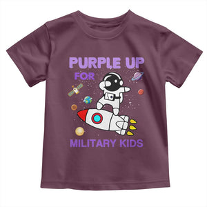 Purple Up For Military Kids Toddler T Shirt Military Child Month Astronaut Outer Space TS02 Maroon Print Your Wear