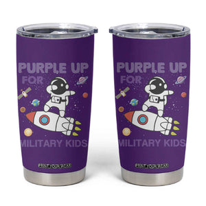Purple Up For Military Kids Tumbler Cup Military Child Month Astronaut Outer Space TS02 Purple Print Your Wear