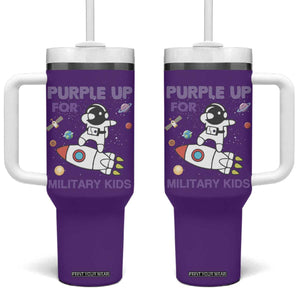 Purple Up For Military Kids Tumbler With Handle Military Child Month Astronaut Outer Space TS02 One Size: 40 oz Purple Print Your Wear